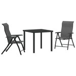 vidaXL Ensemble de salle à manger pour jardin 3 Pièces Gris Poly rotin