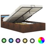 vidaXL Cadre de lit à stockage hydraulique LED marron tissu 120x200 cm