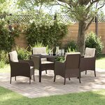 vidaXL Ensemble de salle à manger pour jardin 5 Pièces Marron Poly rotin