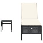 vidaXL Chaise longue avec table et coussin noir résine tressée