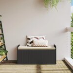 vidaXL Banc de rangement avec coussin noir 115x51x52 cm résine tressée