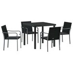 vidaXL Ensemble de salle à manger pour jardin 5 Pièces Noir et gris