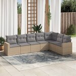 vidaXL Salon de jardin avec coussins 7 Pièces beige résine tressée