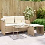 vidaXL Salon de jardin avec coussins 3 Pièces beige résine tressée
