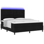 vidaXL Lit à ressorts avec matelas avec LED Noir 180 x 200 cm tissu
