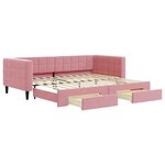 vidaXL Lit de jour avec gigogne et tiroirs rose 90x200 cm velours