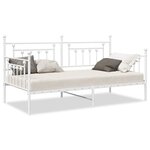 vidaXL Cadre de lit de jour avec tête de lit Blanc 90 x 190 cm Acier