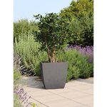 Bac à fleurs carré 42 L - 43 5 x 43 5 x 44 cm - Bac intérieur amovible - Gris anthracite