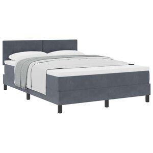 vidaXL Lit à ressorts avec matelas Gris foncé 160 x 200 cm Velours