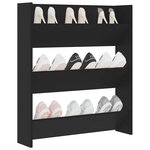 vidaXL Armoire à chaussures murale noir 80x18x90 cm bois d'ingénierie