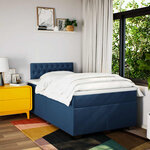 vidaXL Sommier à lattes de lit avec matelas Bleu 120x200 cm Tissu