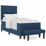 vidaXL Lit à ressorts avec matelas Bleu 90 x 200 cm tissu