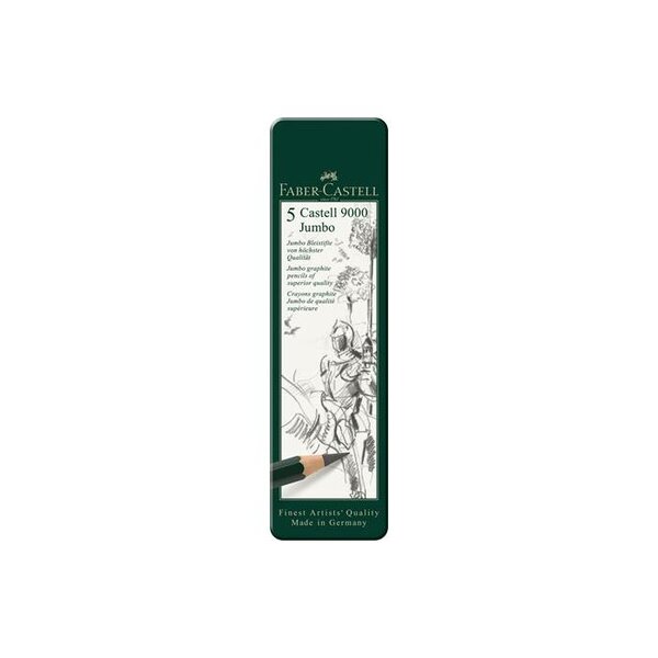 Étui de 5 crayons graphite Castell 9000 Jumbo HB 2B 4B 6B 8B FABER-CASTELL