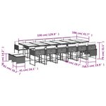 vidaXL Ensemble à manger de jardin et coussins 17 Pièces marron rotin