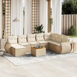 vidaXL Salon de jardin avec coussins 9 Pièces beige résine tressée