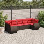 vidaXL Salon de jardin avec coussins 7 Pièces marron résine tressée
