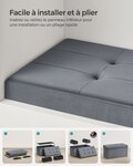 Banc de rangement pouf en velours avec couvercle avec 2 boîtes séparateur amovible capacité de charge 300 kg pour couloir salon chambre gris 12_0004157