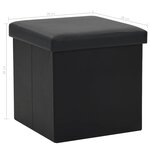 vidaXL Tabouret de rangement pliable Noir Similicuir