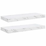 vidaXL Étagère Murale 2 Pièces Marbre blanc 60 x 23 5 x 4 cm