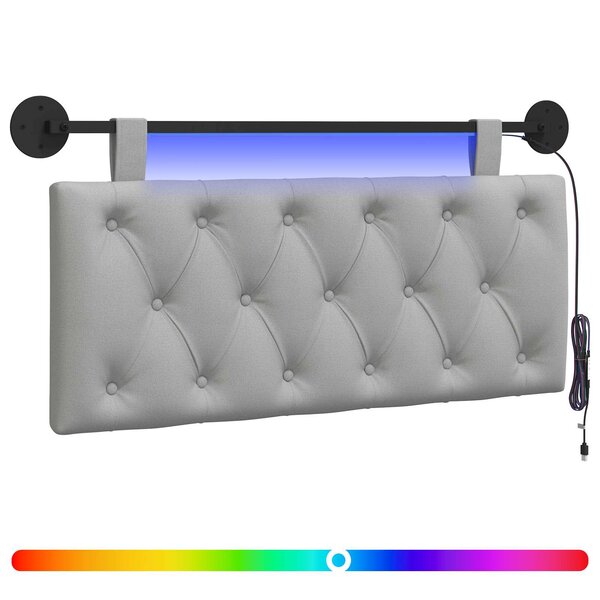 vidaXL Tête de lit suspendue Avec lumière LED Gris nuage Tissu