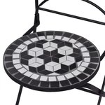 vidaXL Ensemble de bistro 3 Pièces mosaïque Carreau céramique noir Blanc