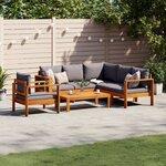 vidaXL Salon de jardin avec coussins 5 Pièces Bois d'acacia solide