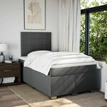vidaXL Sommier à lattes de lit avec matelas Gris foncé 120x200cm Tissu