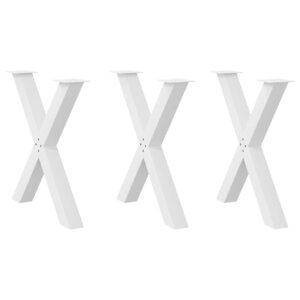 vidaXL Pieds de table à manger en forme de X 3 pièces blanc 80 x (72-73) cm acier
