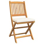 Chaises de jardin pliantes vidaXL avec coussin blanc 8Pièces en bois d'acacia solide