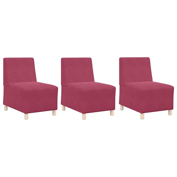 vidaXL Unité de Sofa Modulaire Sans Accoudoirs 3 Pièces Bordeaux