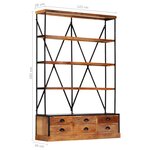 vidaXL Bibliothèque à 4 étagères avec 6 tiroirs 122x36x181 cm Manguier