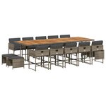 vidaXL Ensemble à manger de jardin 15 Pièces coussins gris résine tressée