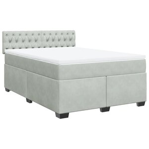 vidaXL Sommier à lattes de lit et matelas Gris clair 160x200cm Velours