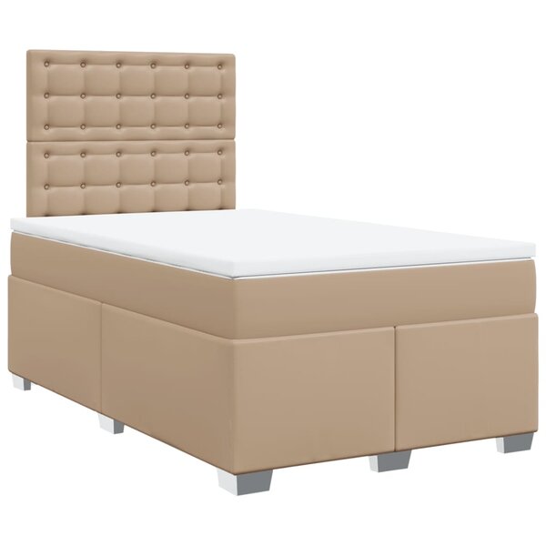vidaXL Lit à sommier tapissier avec matelas cappuccino 120x190cm similicuir