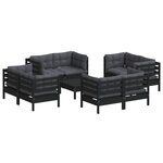 vidaXL Salon de jardin 9 Pièces avec coussins anthracite bois de pin