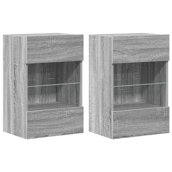 vidaXL Meubles muraux avec lumières LED pour TV 2Pièces sonoma gris 40x30x60 5cm
