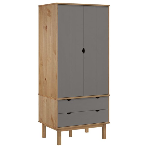 vidaXL Garde-robe OTTA Marron et gris 76 5x53x172 cm Bois massif pin