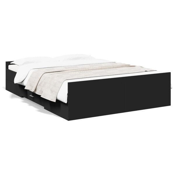 vidaXL Cadre de lit avec tiroirs sans matelas noir 140x190 cm