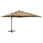 vidaXL Parasol déporté avec mât et lumières LED Taupe 300 cm