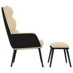 vidaXL Chaise de relaxation avec tabouret Crème Tissu et similicuir