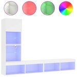 vidaXL Unités murales TV avec LED 4 Pièces blanc bois d'ingénierie