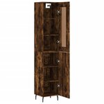 vidaXL Buffet haut Chêne fumé 34 5x34x180 cm Bois d'ingénierie