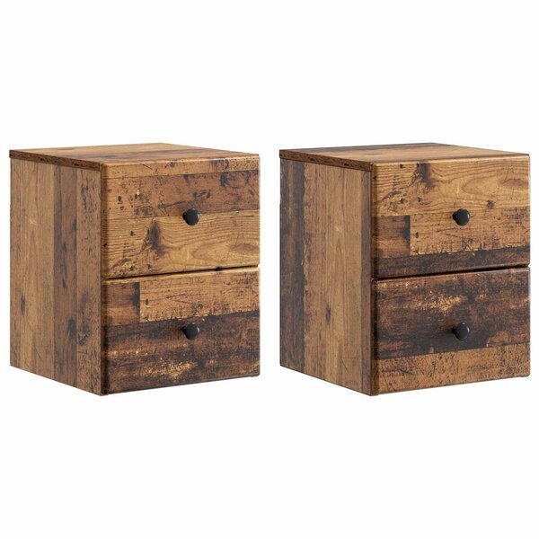 vidaXL Cabinet de chevet mural 2 Pièces Bois ancien 34 5 x 33 x 40 cm