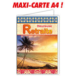 Maxi grande carte géante départ retraite format a4 avec enveloppe palmier voyage