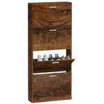 vidaXL Armoire à chaussures Chêne fumé 59x17x150 cm Bois d'ingénierie