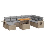 vidaXL Salon de jardin avec coussins 9 Pièces beige résine tressée
