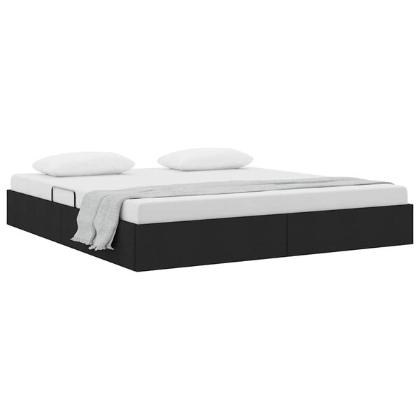 vidaXL Lit de Rangement avec tête de lit Noir 180 x 200 cm tissu