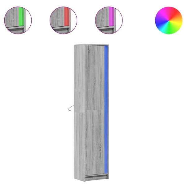 vidaXL Buffet haut LED sonoma gris 41 5x32 5x200 cm bois d’ingénierie