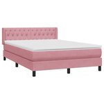 vidaXL Sommier à lattes de lit avec matelas rose 160x220 cm velours
