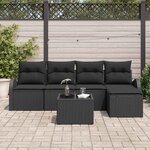 vidaXL Ensemble de Canapés avec coussin 6 Pièces Noir polyrotin